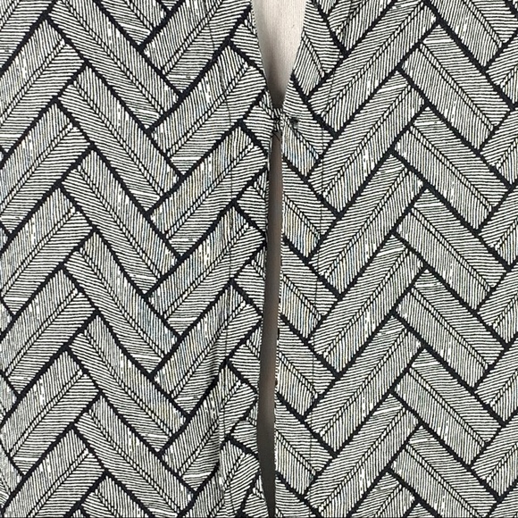 H&M Black and White Herringbone Short Sleeve Open Back Mini Shift Dress size 2 - Picture 11 of 15